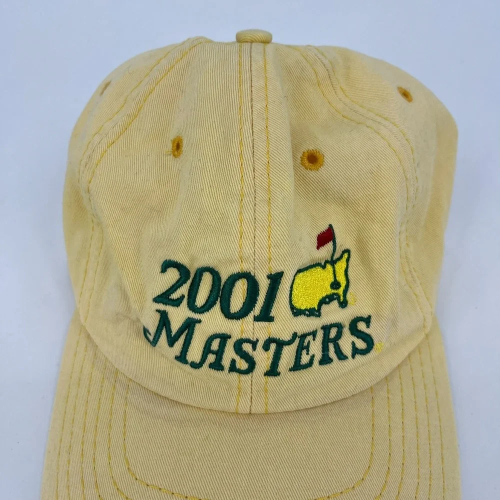 American Needle 2001 Masters Tournament Golf Hat Yellow Adjustable Strapback